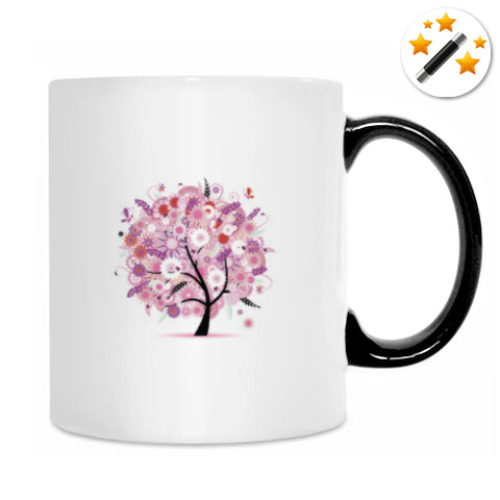 Кружка-хамелеон с принтом дерево