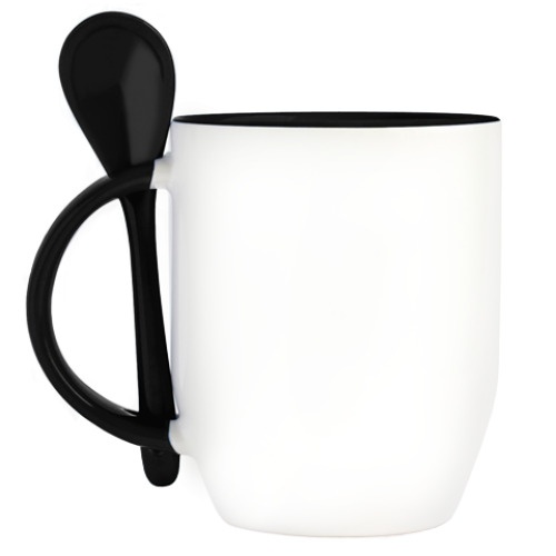 Кружка с ложкой с принтом Согревайка анимешная