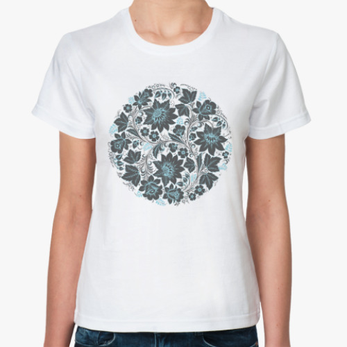 Классическая футболка с принтом Хохлома