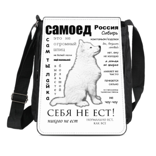 Сумка-планшет с принтом Самоед. ЧаВо