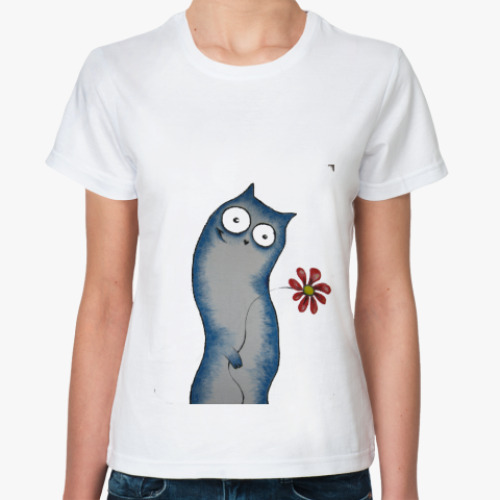 Классическая футболка с принтом  кот