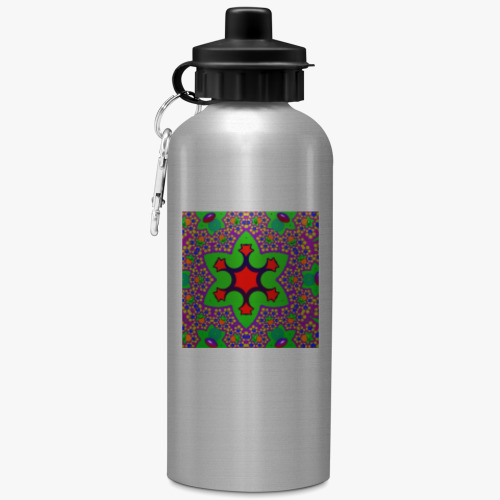 Бутылка с карабином (500 мл) с принтом гармоничный стиль