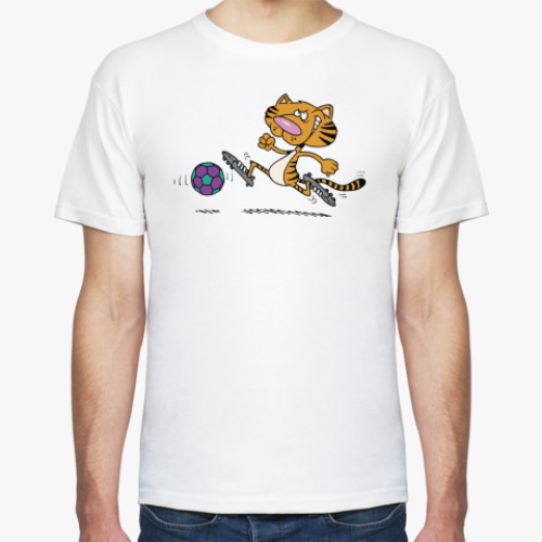 Футболка с принтом Тигр-футболист