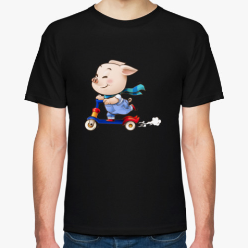 Футболка с принтом Хрюндель на самокате