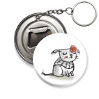 Маленькая собака с розой на ухе