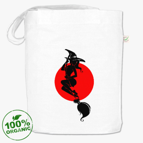 Сумка шоппер с принтом Ведьма на метле