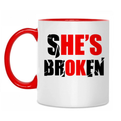 Кружка с принтом She's broken
