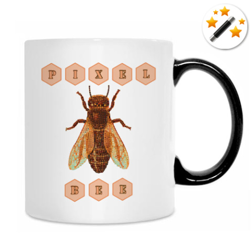 Кружка-хамелеон с принтом Pixel Bee