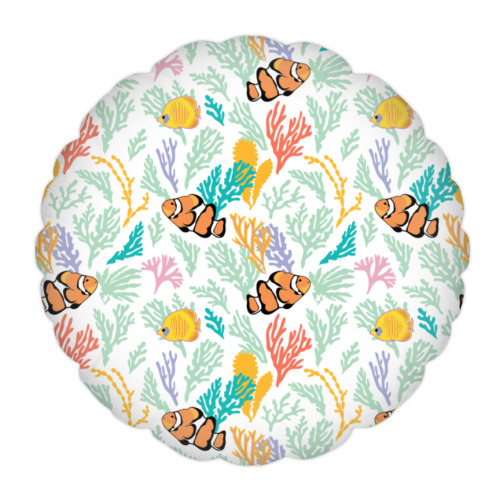 Подушка с принтом Тропические рыбки