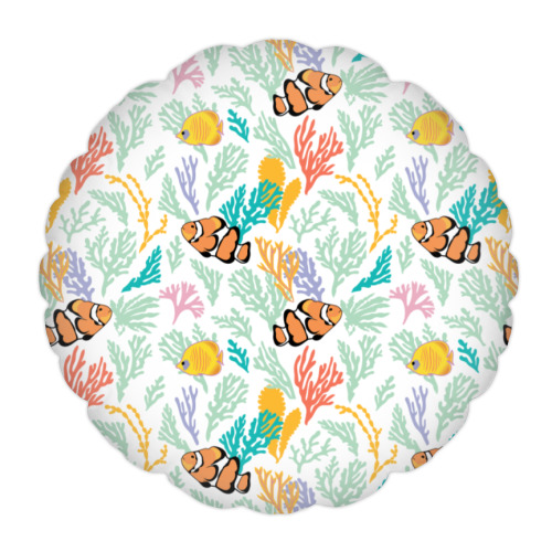 Подушка с принтом Тропические рыбки