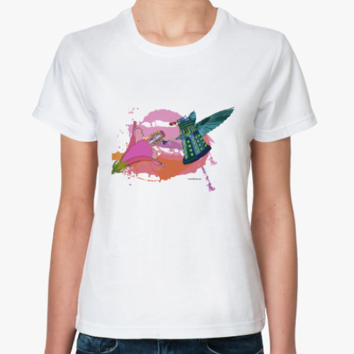 Классическая футболка Далек и красивый цветок