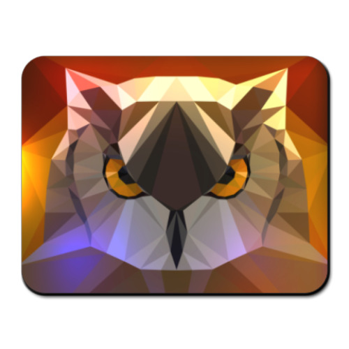 Коврик для мыши с принтом Полигональная сова