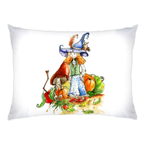 Подушка с принтом Девочка-фея. Акварель