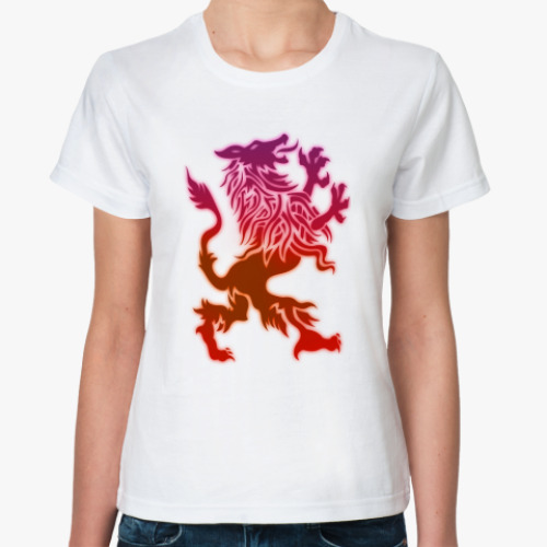 Классическая футболка с принтом  'Лев'