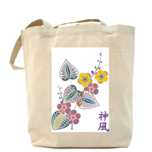 Сумка шоппер с принтом 'Цветы Китая'