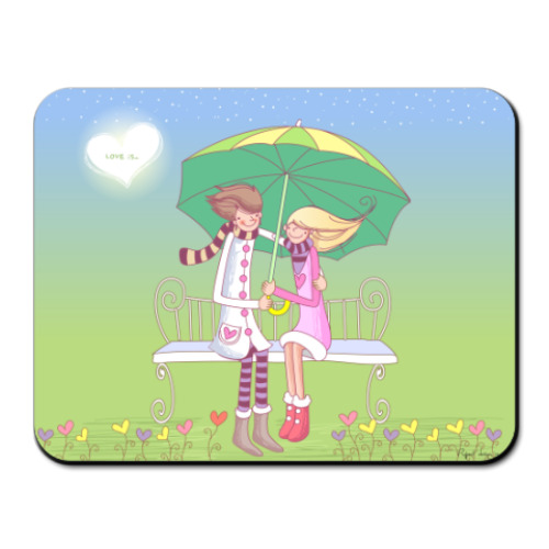 Коврик для мыши с принтом Любовь под зонтом