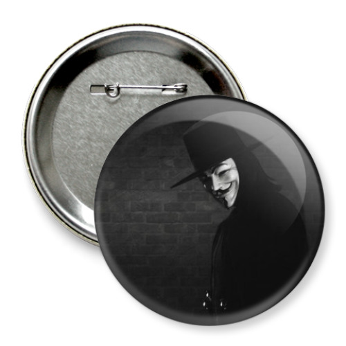 Значок 75мм с принтом вендетта, анонимус, Гай Фокс