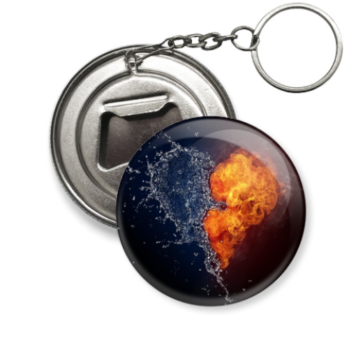 Брелок-открывашка с принтом вода и огонь