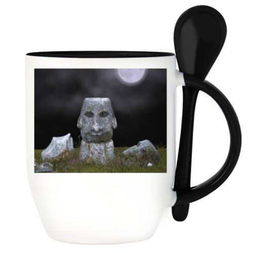 Кружка с ложкой с принтом Идол