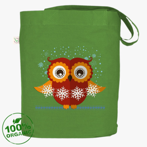 Сумка шоппер с принтом Зимние совы