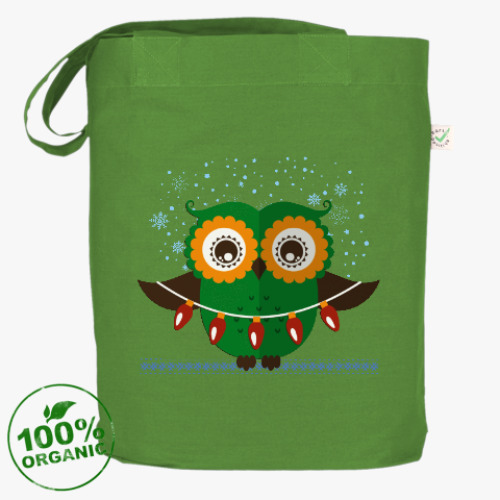 Сумка шоппер с принтом Зимние совы