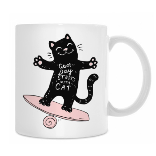 Кружка с принтом Черный кот