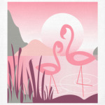 фламинго в лучах ванильного заката