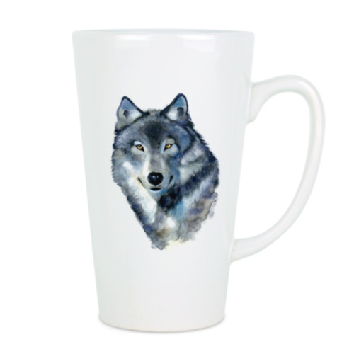 Чашка Латте с принтом Волк