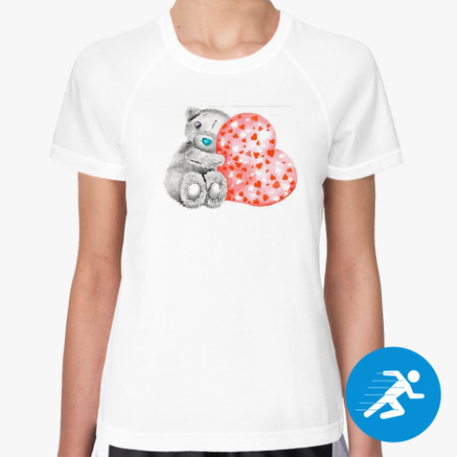 Женская спортивная футболка Мишка с сердцем
