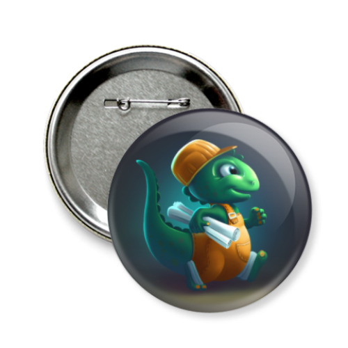 Значок 58мм с принтом Drolly Dino
