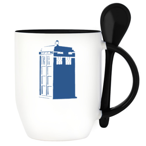 Кружка с ложкой Тардис Доктор Кто