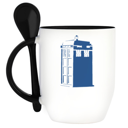 Кружка с ложкой Тардис Доктор Кто