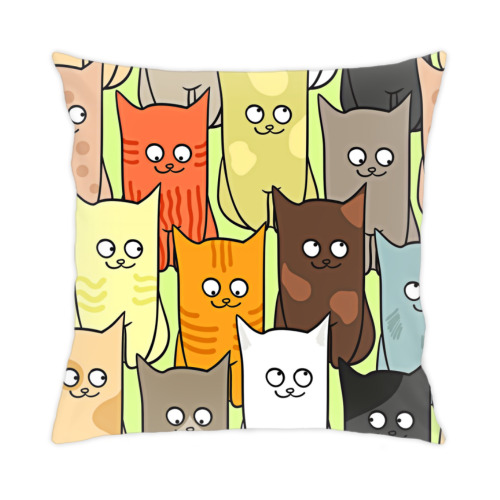 Подушка с принтом Котики