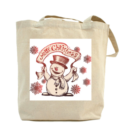 Сумка шоппер с принтом Снеговик