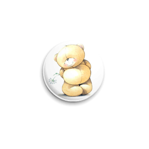 Значок 25мм с принтом  Скромный Мишка