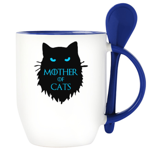 Кружка с ложкой с принтом Mother of cats
