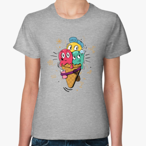 Женская футболка Смешные шарики мороженного