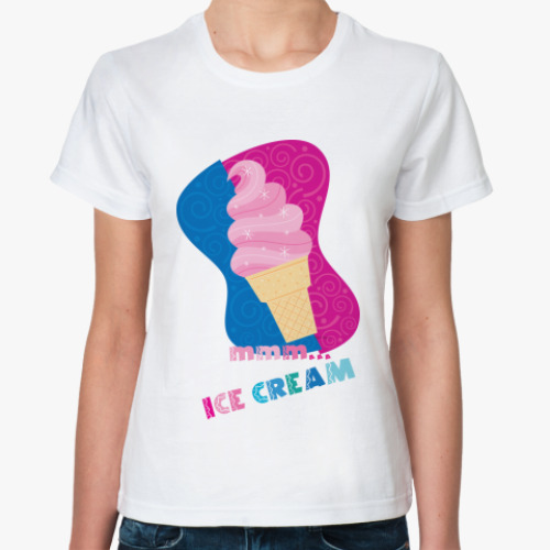 Классическая футболка с принтом  Мороженое
