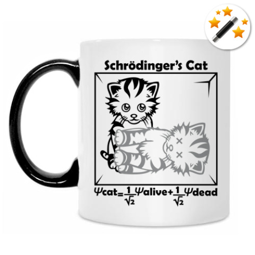 Кружка-хамелеон с принтом Кот Шрёдингера