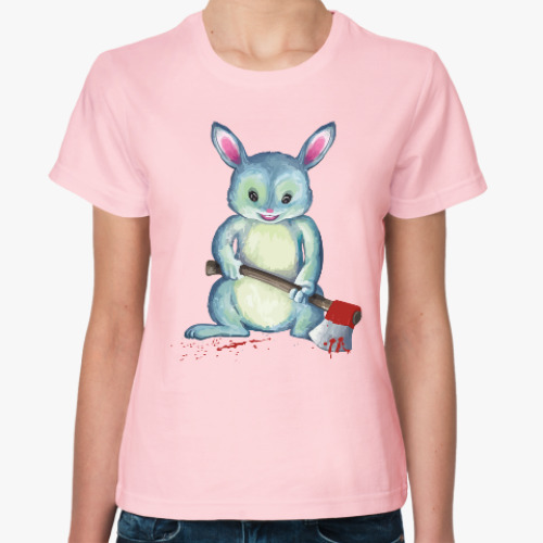 Женская футболка с принтом Зайка с топором