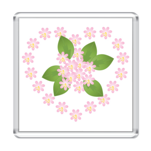 Магнит с принтом Сердце из цветов