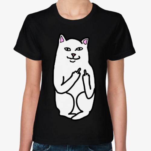 Женская футболка Кот показывающий фак