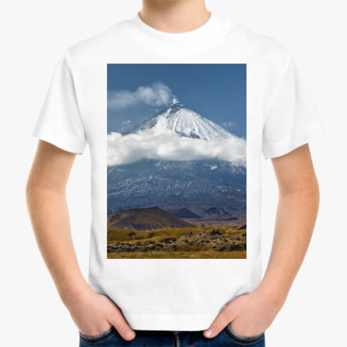 Детская футболка Ключевской вулкан, Камчатка
