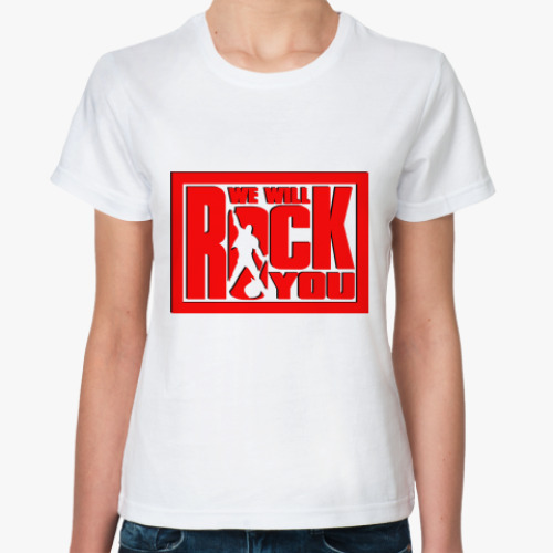 Классическая футболка с принтом We Will Rock You