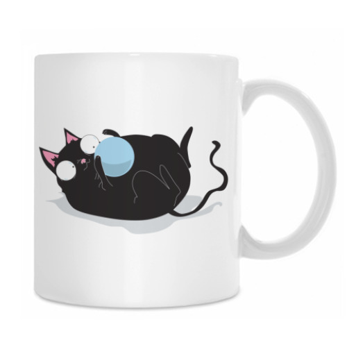 Кружка с принтом Кот и мячик