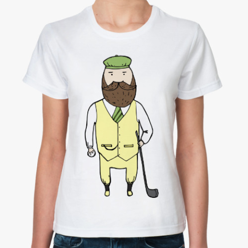 Классическая футболка Джентльмен с клюшкой для гольфа