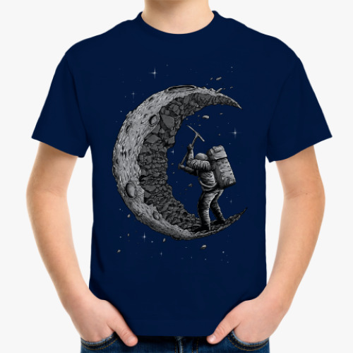 Детская футболка Moon worker космонавт на луне