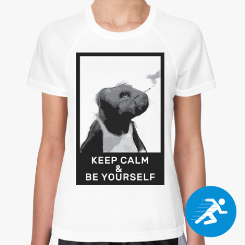 Женская спортивная футболка смешная обезьяна (Keep Calm)