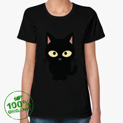 Женская футболка из органик-хлопка Черный Котик