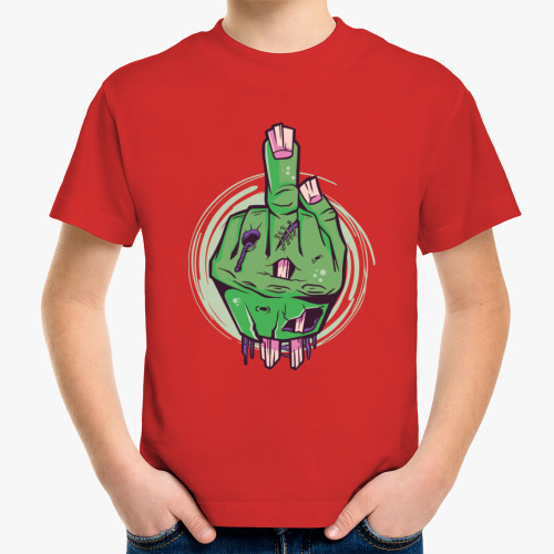 Детская футболка с принтом Средний палец мертвеца